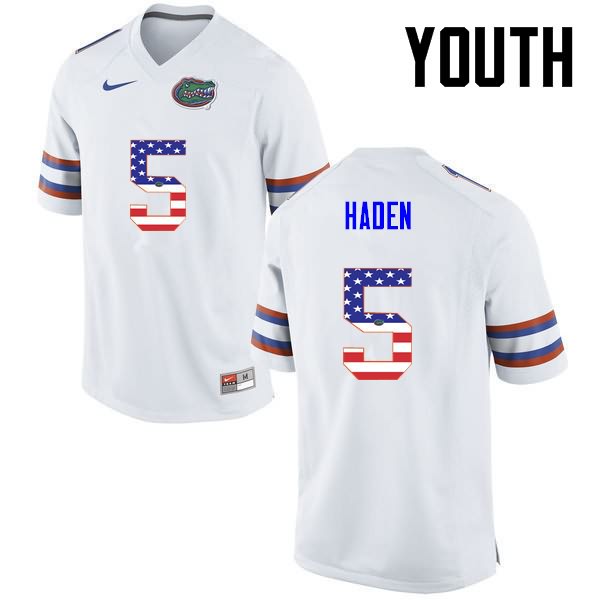NCAA Florida Gators Joe Haden Youth #5 USA Flag Fashion Nike White Stitched Authentic College Football Jersey DGI5164RB